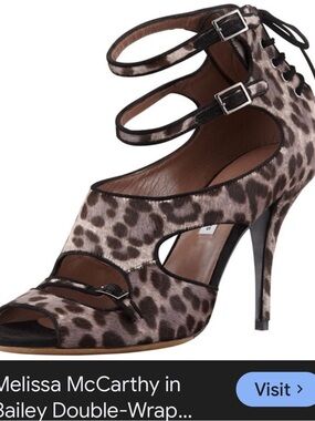 Tabitha Simmons Leopard-Print Double-Strap Peep-Toe Heel - Brown/Black